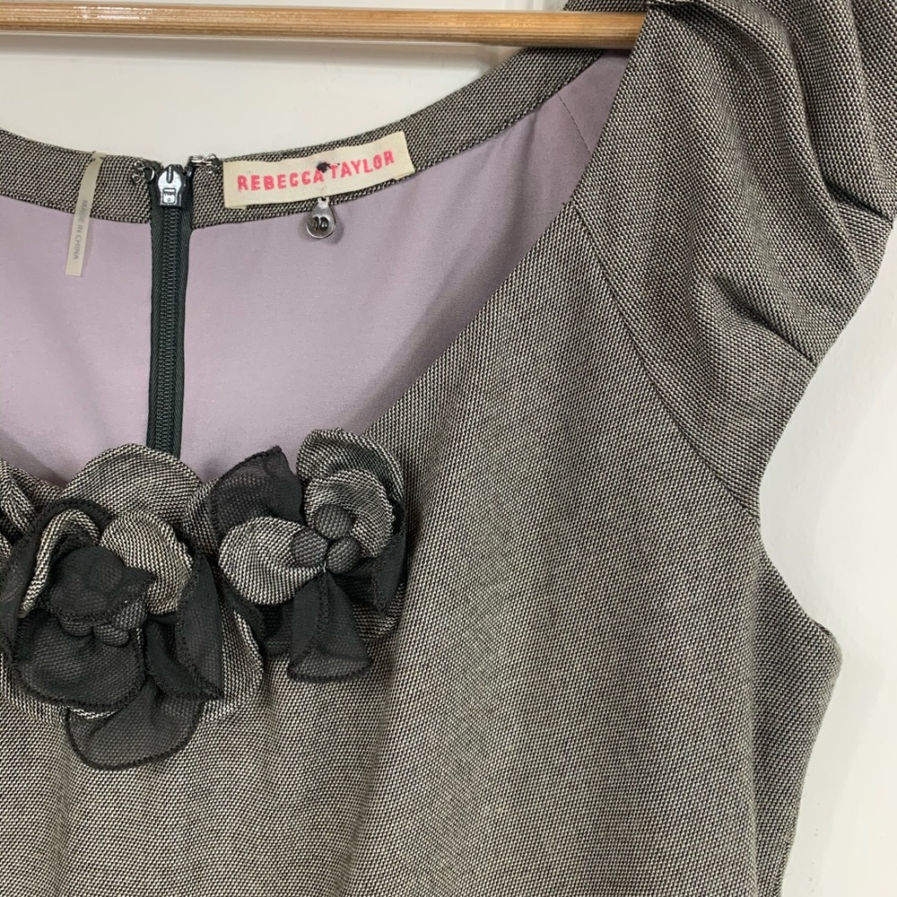 Rebecca Taylor tweed day dress with flower accent